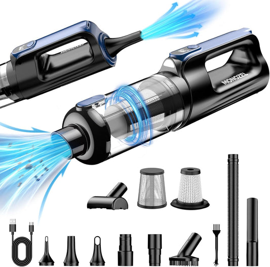 MONOZEL cordless car vacuum cleaner 18000Pa with air duster
MONOZEL 2-in-1 handheld vacuum and air blower for car and home
MONOZEL 130W brushless motor portable vacuum with LED light
MONOZEL rechargeable car vacuum 7800mAh with multi nozzles
MONOZEL lightweight pet hair vacuum for car, sofa, and office
MONOZEL vacuum cleaner accessories set – brushes and inflators
MONOZEL compact cordless vacuum with washable HEPA filter
MONOZEL vacuum blowing sand and dust from car seats